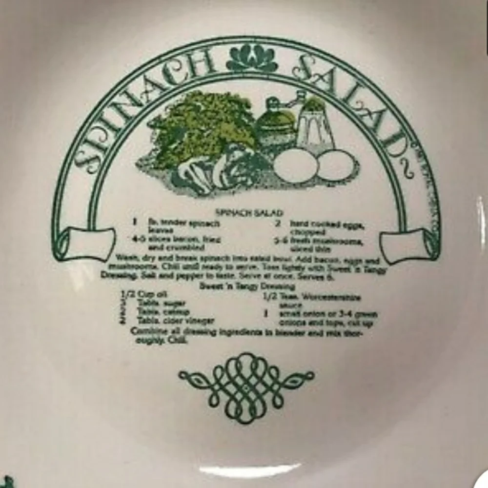 LARGE VINTAGE GARDEN CLASSICS SERVING BOWL WITH PRINTED RECIPE